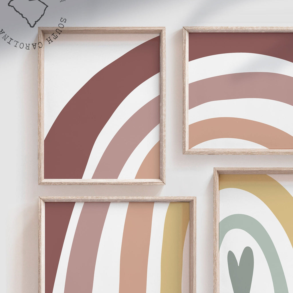 Rainbow nursery decor, gender neutral baby decor, unisex nursery decor, neutral rainbow theme nursery, love print, gender neutral wall ideas