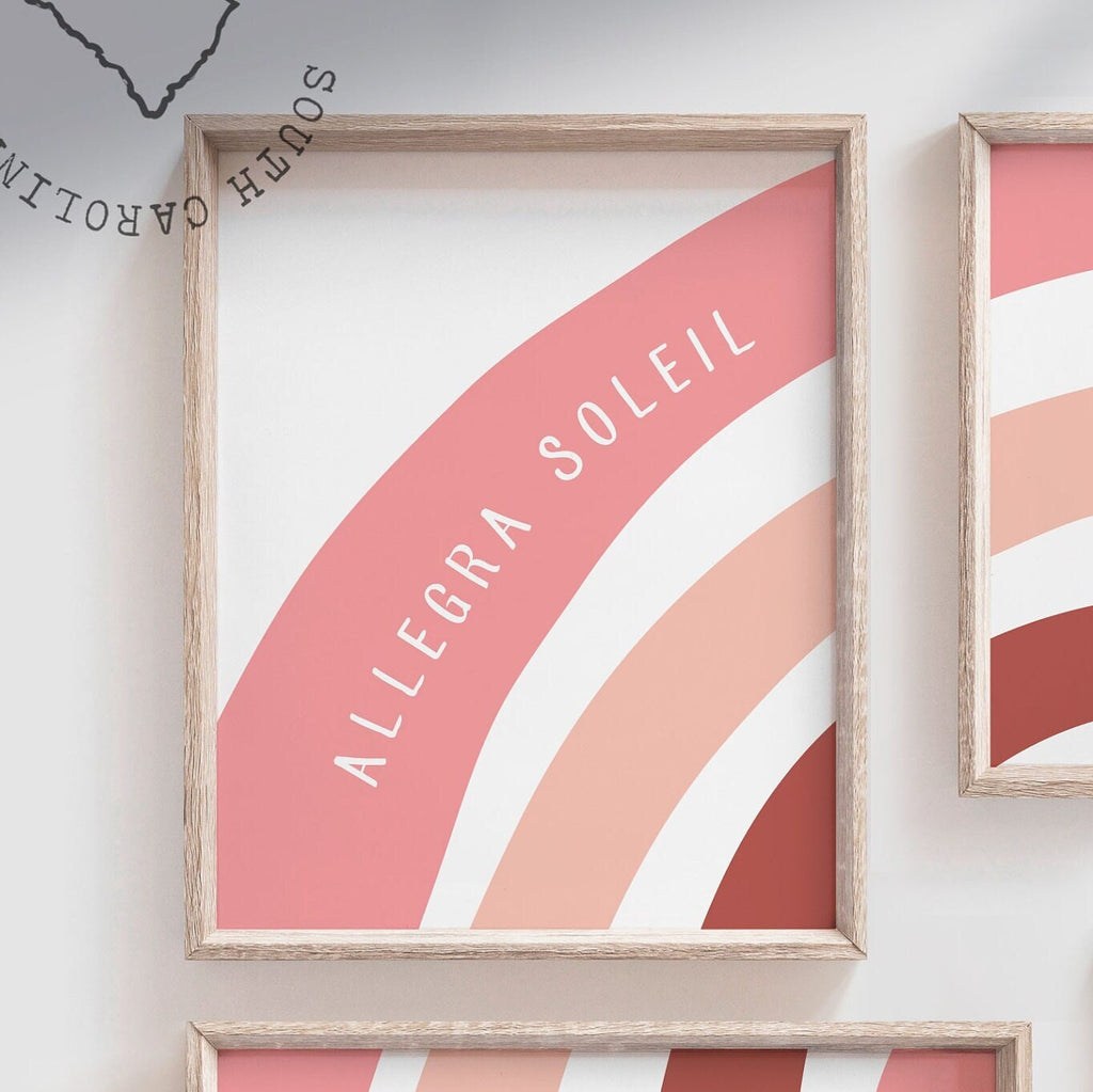 Pink rainbow art, nursery print wall art girls bedroom, abstract pink rainbow, pink prints, custom rainbow nursery, baby above crib decor