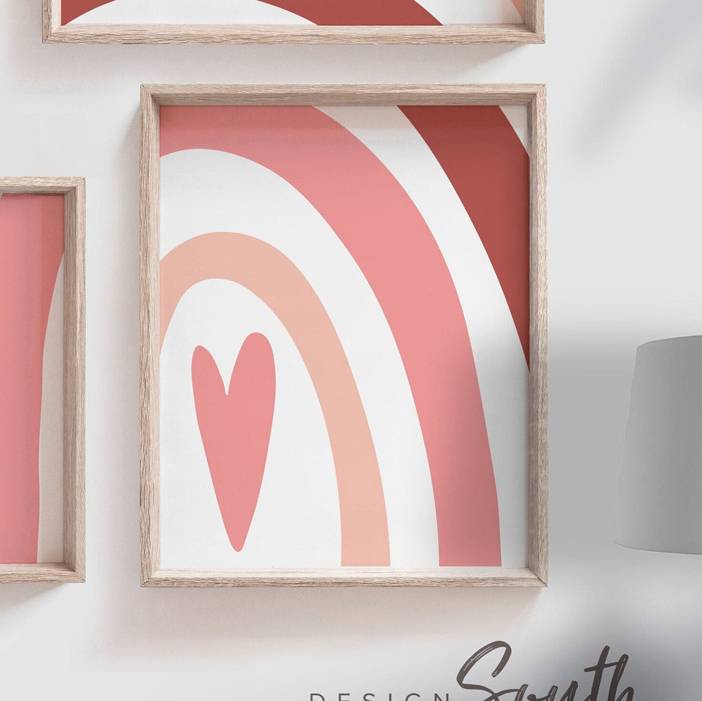 Pink rainbow art, nursery print wall art girls bedroom, abstract pink rainbow, pink prints, custom rainbow nursery, baby above crib decor
