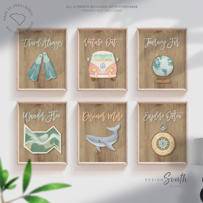 Travel nursery art, travel nursery decor, vintage travel themed nursery, rustic beach baby kid child bedroom nursery playroom art, beach art