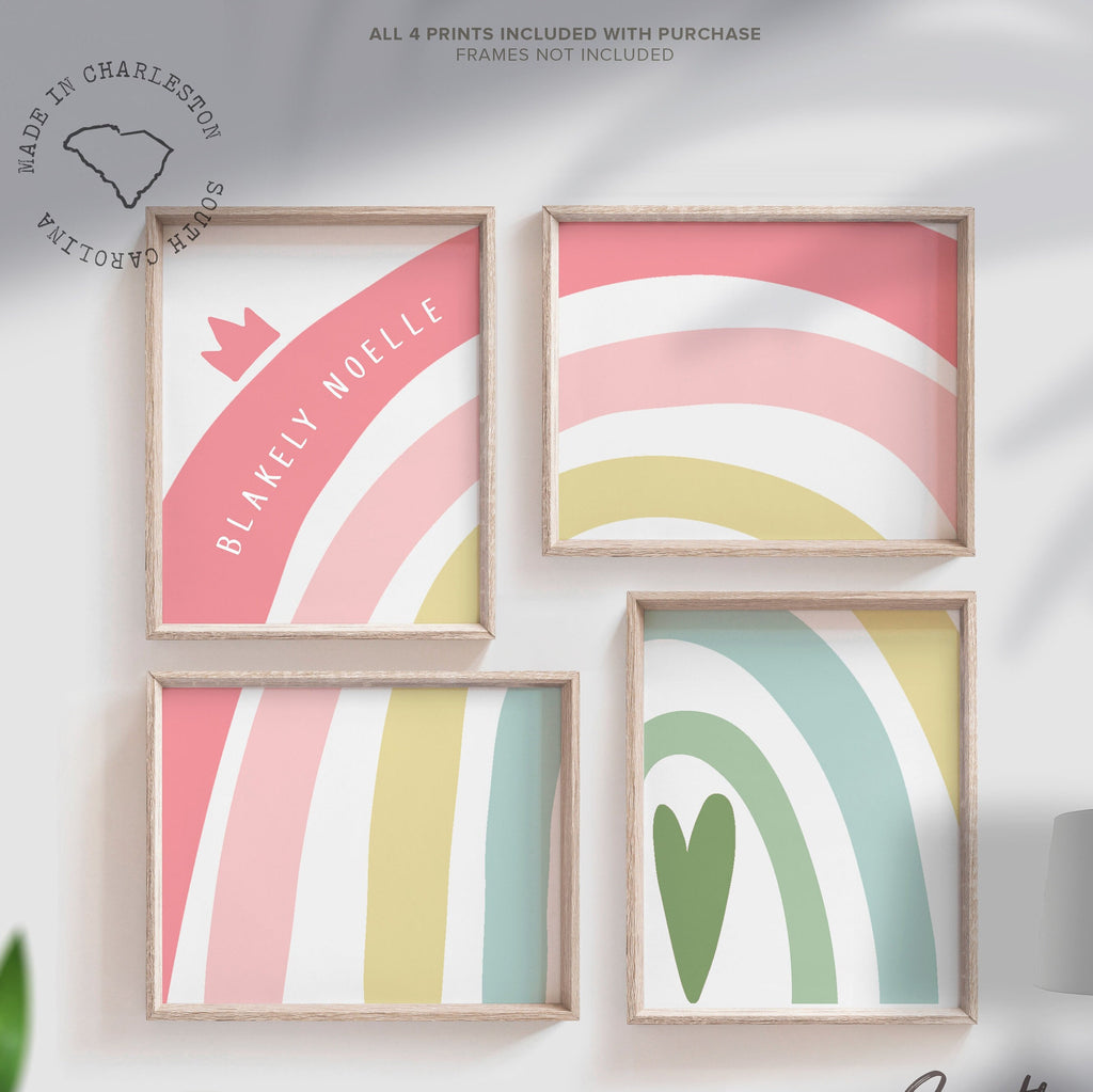 Baby room pastel rainbow theme decor, girl's bedroom rainbow art, gift little girl rainbow, baby girl nursery, personalized baby shower gift