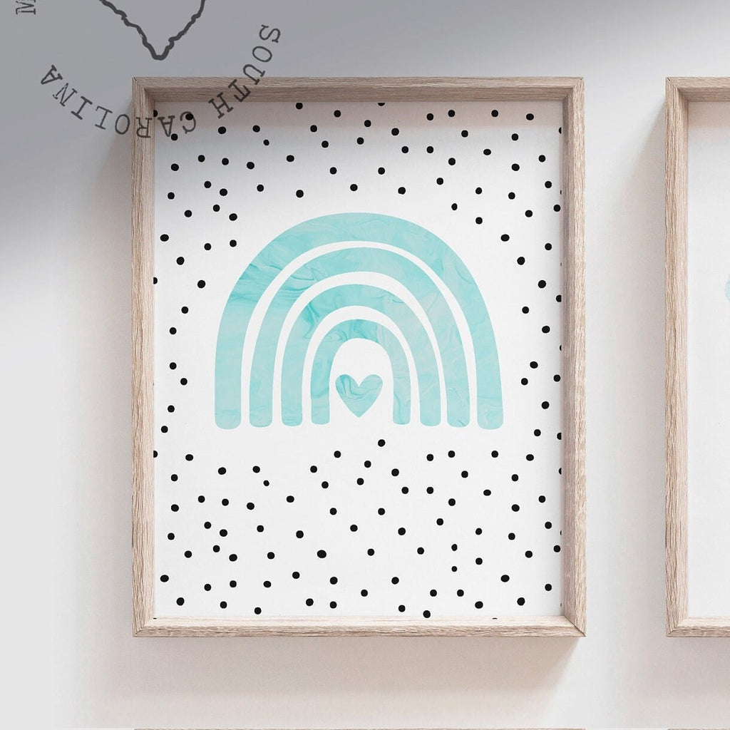 Ombre purple and aqua teal blue girls art, little girl toddler room dinosaur lover, purple teal dinosaurs, playroom art for girl dinosaurs