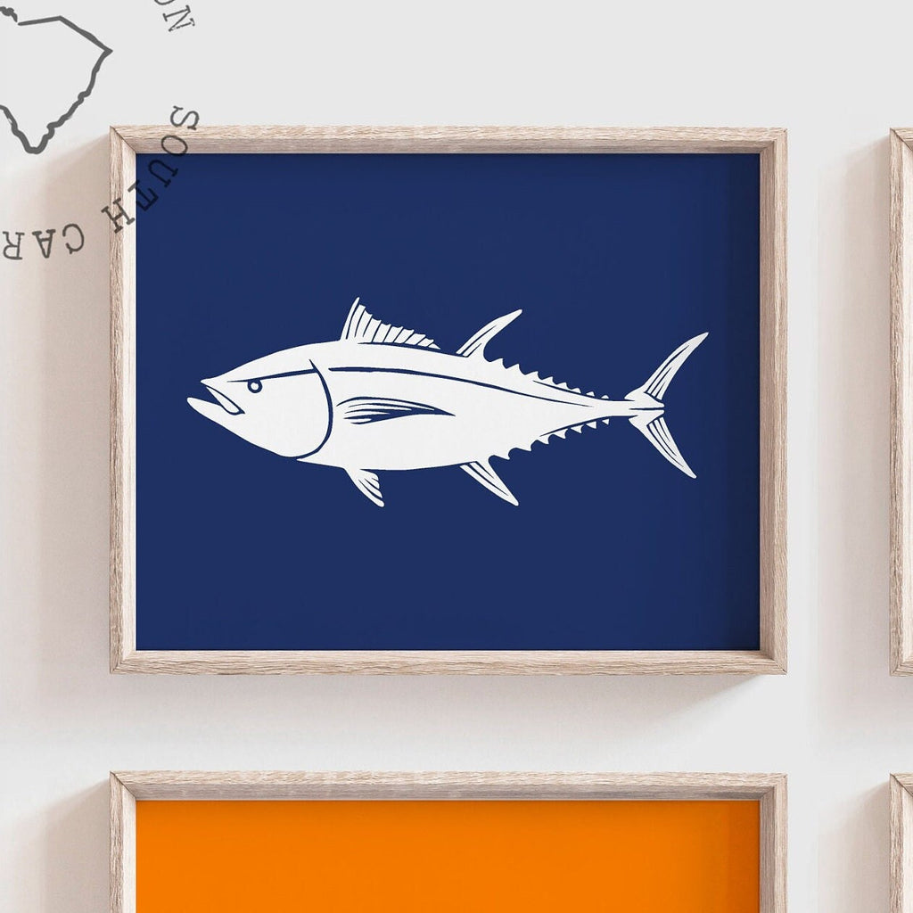 Boys room bright fish art, wall decor for boy bedroom fish themed, red blue green orange fish art prints, gift for boy fish, child fish art