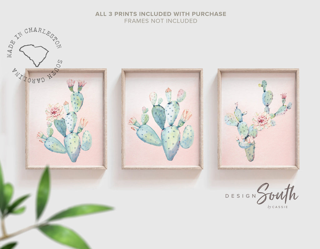 Baby girl nursery decor, girls cactus boho southwestern theme nursery art, cactus bloom theme, baby girl wall art, blush nursery wall decor