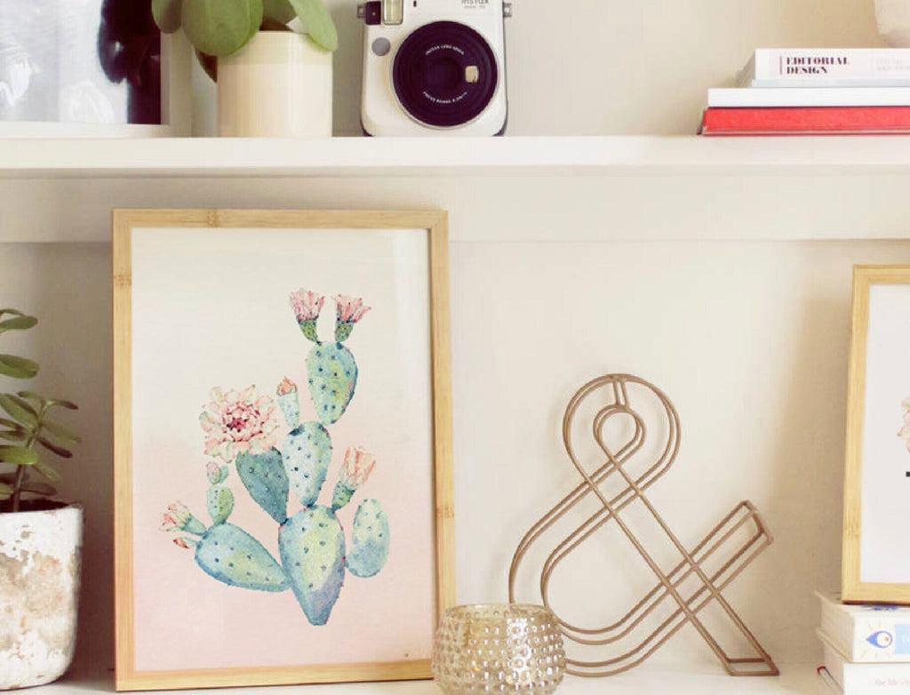 Baby girl nursery decor, girls cactus boho southwestern theme nursery art, cactus bloom theme, baby girl wall art, blush nursery wall decor