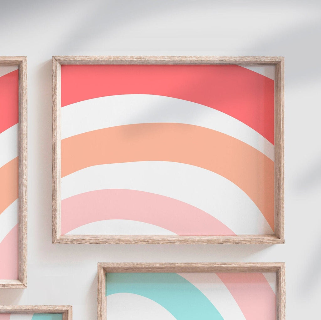 Coral rainbow baby room art, coral rainbow decor for girl, personalized name coral rainbow girl, coral rainbow baby room art, gift for baby