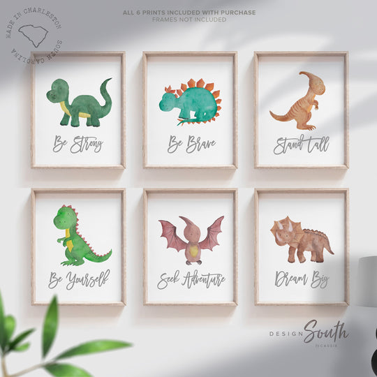 Cute dinosaur print collection, baby boy dinosaur nursery theme, dinosaur wall decor, dinosaur posters, dinosaur bedroom wall art for kids