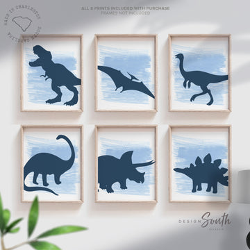 Boys dinosaur bedroom wall art, dino decor for boys, boys dinosaur theme, dino prints, baby boy dinosaurs, navy blue dinosaur nursery art