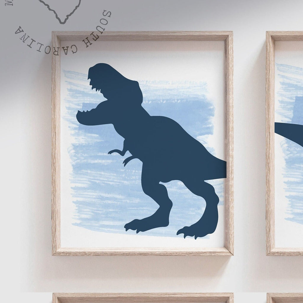 Boys dinosaur bedroom wall art, dino decor for boys, boys dinosaur theme, dino prints, baby boy dinosaurs, navy blue dinosaur nursery art