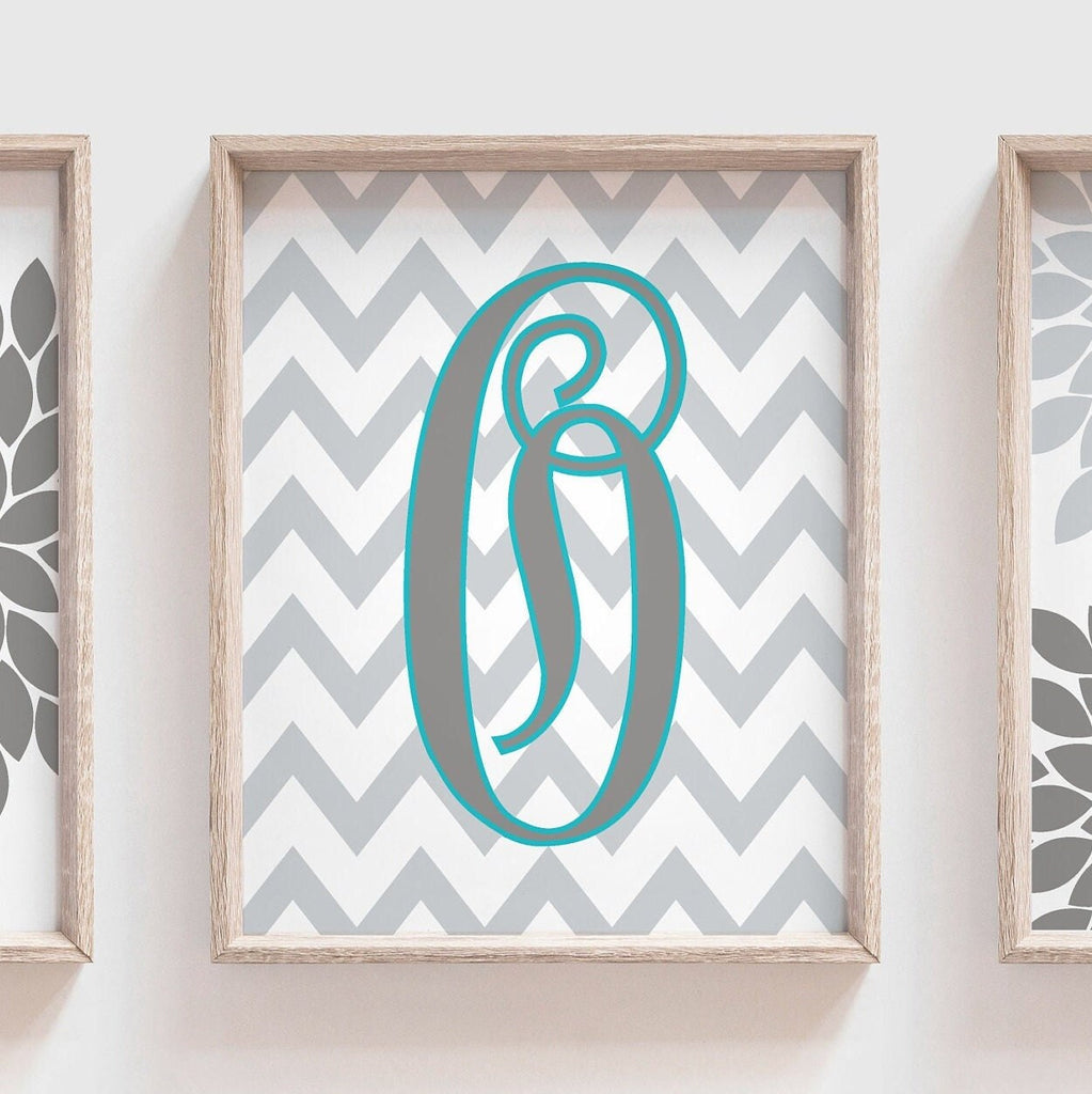 Girls bedroom turquoise, wall art for girl, turquoise decor girls room, turquoise art baby girl, turquoise monogram, turquoise and gray girl