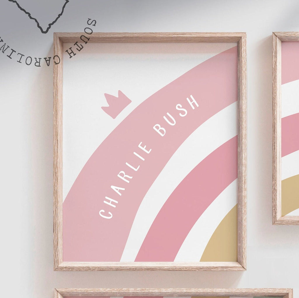 Girl nursery ideas, baby pink modern nursery, stylish nursery idea, wall art nursery room inspiration, pink rainbow girl gift, blush nursery