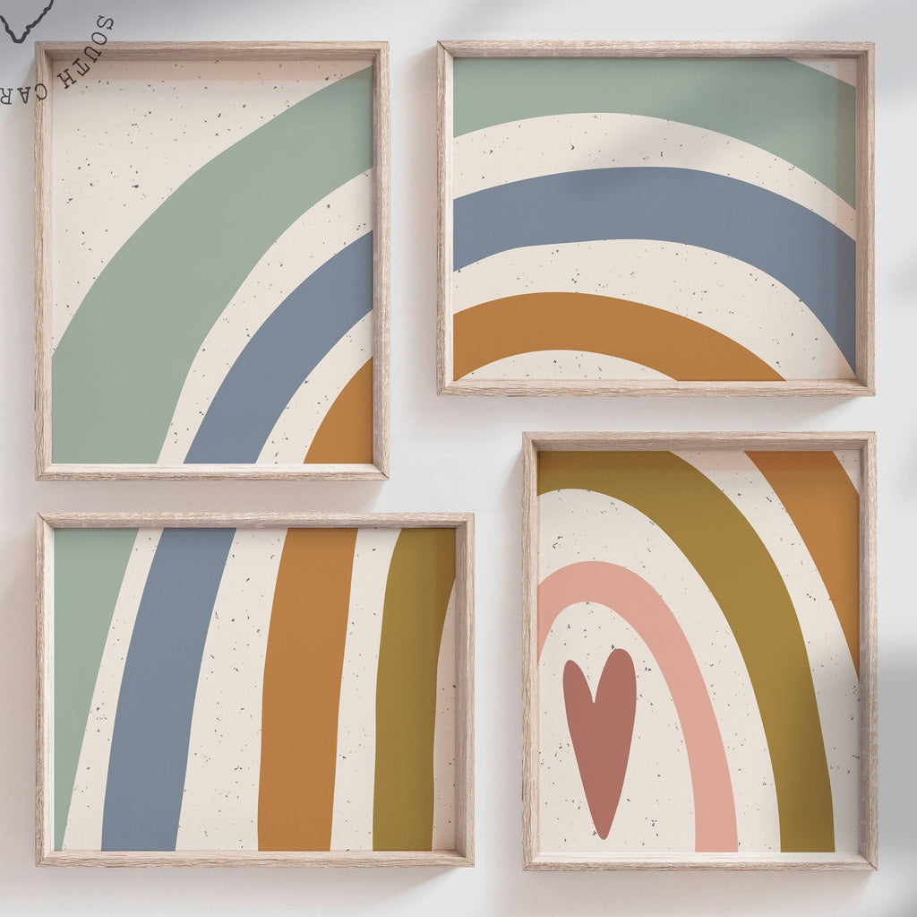 Neutral nursery decor earthy neutral tones, kids neutral playroom wall art, neutral boho rainbow for kids baby children, art gender neutral