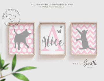 Pink kitten art, cute kitty cat, girls kitty cat decor, baby girl pink kitten, kitty nursery, kitten wall all art for girls, kitty cat gift