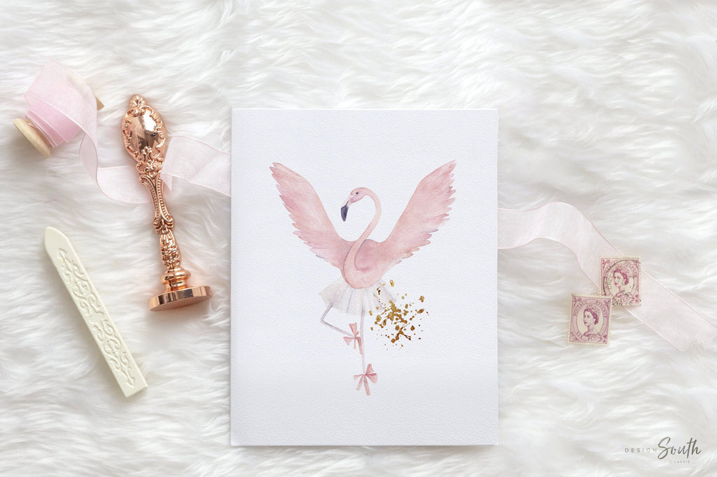 Dance nursery decor, ballerina dancer nursery, tropical flamingo ballerina print, baby ballet themed room, little girl ballet dance bedroom