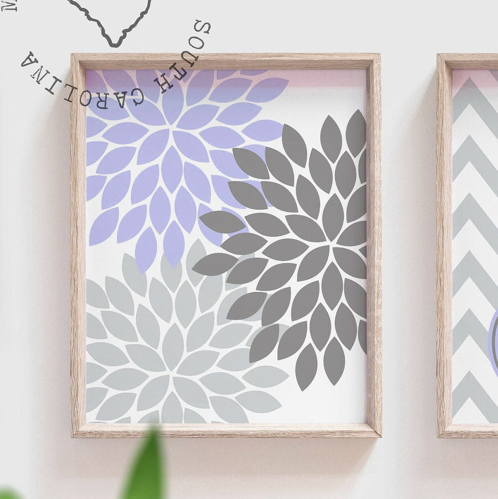 Girls bedroom periwinkle purple, wall decor for girls, wall art decor girls room, baby girl monogram periwinkle purple and gray, toddler art