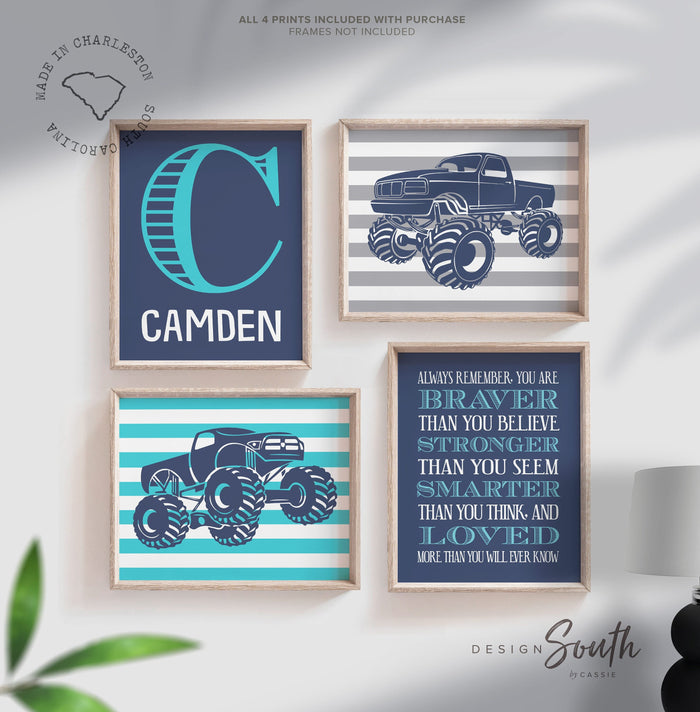 Personalized monster truck, monster truck bedroom decor, monster truck kids wall art, monster truck boys room decor, big monster truck theme