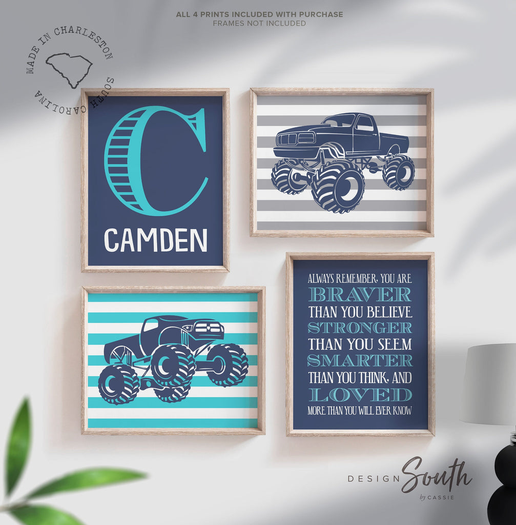 Personalized monster truck, monster truck bedroom decor, monster truck kids wall art, monster truck boys room decor, big monster truck theme