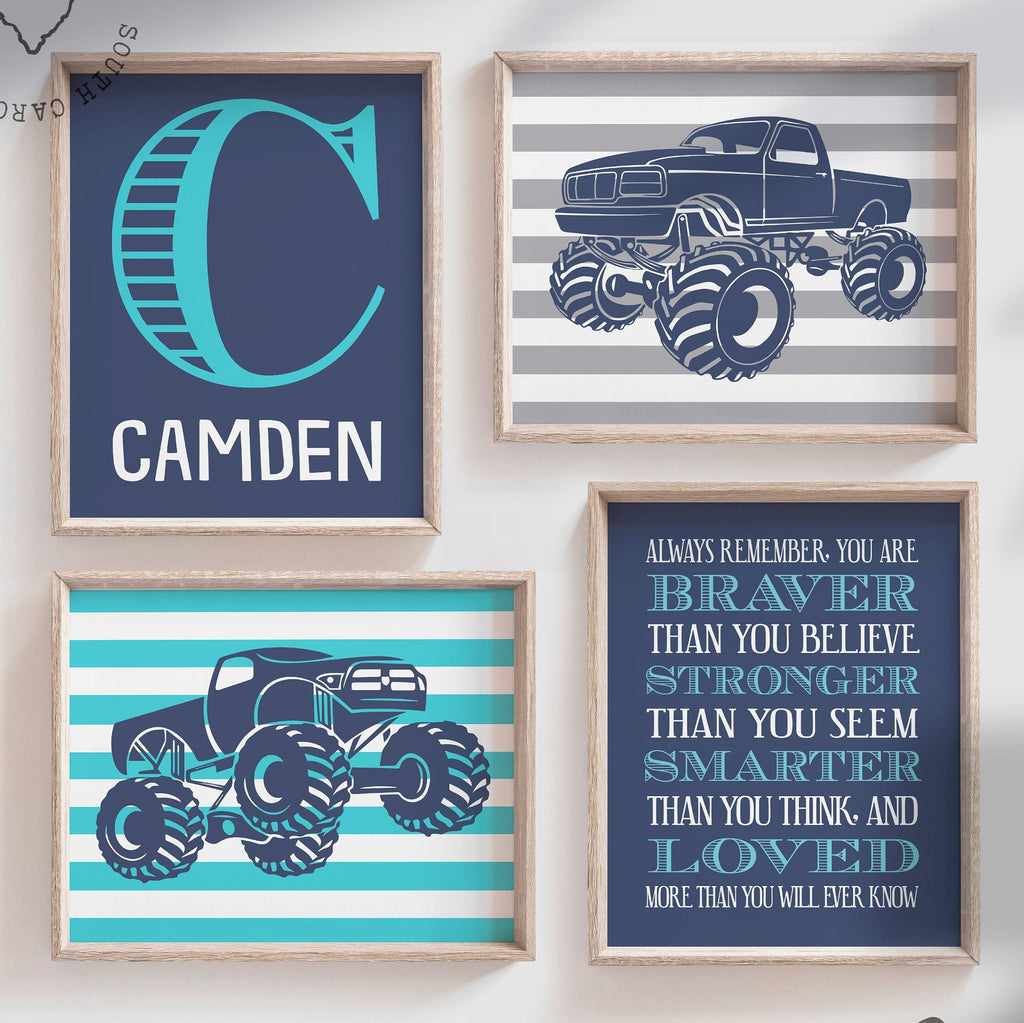 Personalized monster truck, monster truck bedroom decor, monster truck kids wall art, monster truck boys room decor, big monster truck theme