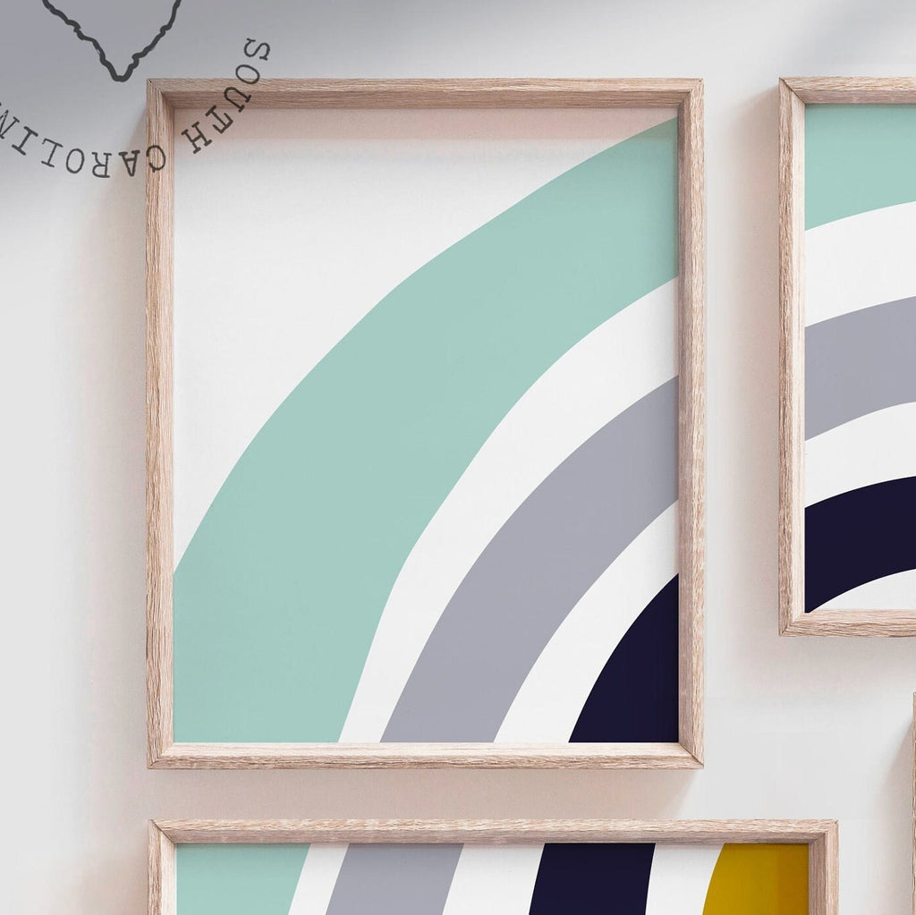 Neutral nursery wall decor muted rainbow tones abstract print, heart love neutral prints, rainbow baby shower neutral boy gift, playroom art