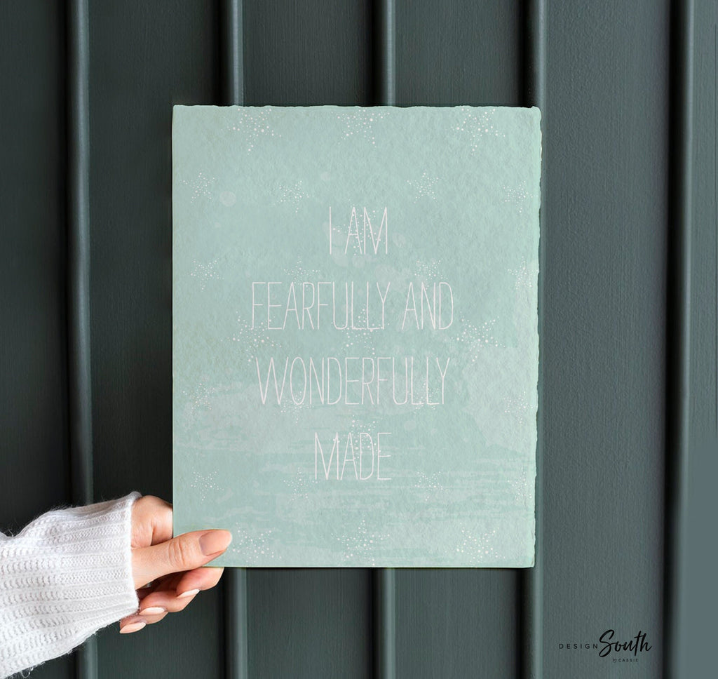 Baby bible quotes verses art, fearfully and wonderfully made quote art print, christ strengthens me quote art, pastel christian wall art set