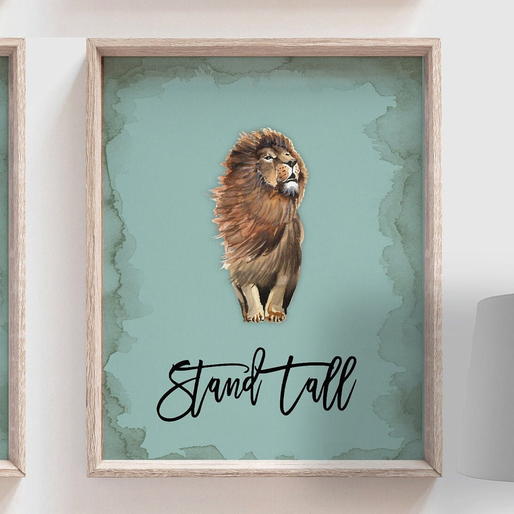 Toddler boy room wall art, animal nursery aqua teal blue, wall art for boys, playroom wall art boy, nursery wall decor inspirational animals