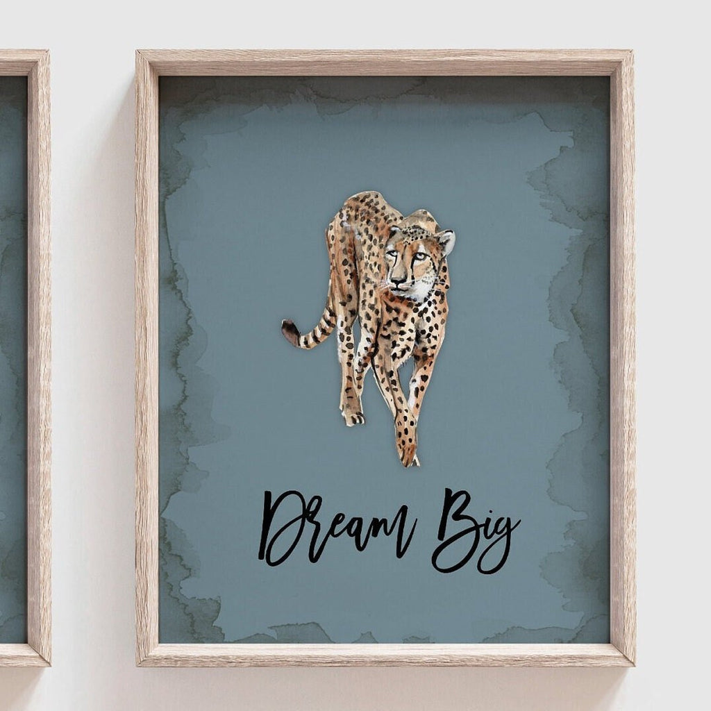 Inspirational boy wall art, denim blue toddler boy bedroom, animal toddler prints, inspire little boy decor, animal bedroom theme, blue art