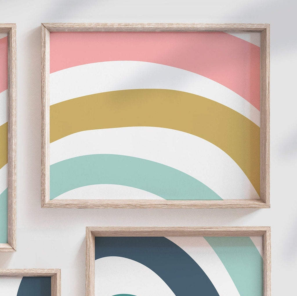 Girl nursery decor, modern wall decor for girls, love heart crown print set, rainbow themed nursery, bedroom wall decor little girl ideas