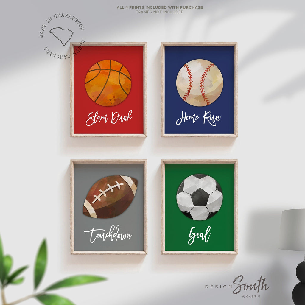 Sports decor boys room, sports decor gift, baseball football basketball soccer sports theme art, sports themed room decor, playroom sports