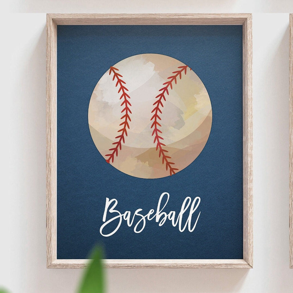 Sports nursery decor, sports art boys room, kids bedroom personalized sports prints, artwork above bed sports theme, sports boys playroom