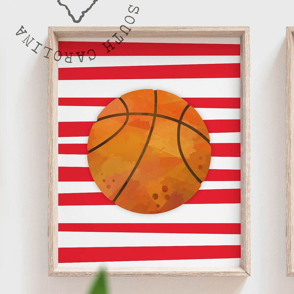 Sports nursery decor, sports art boys room, kids bedroom personalized sports prints, artwork above crib sports theme, sports boys monogram