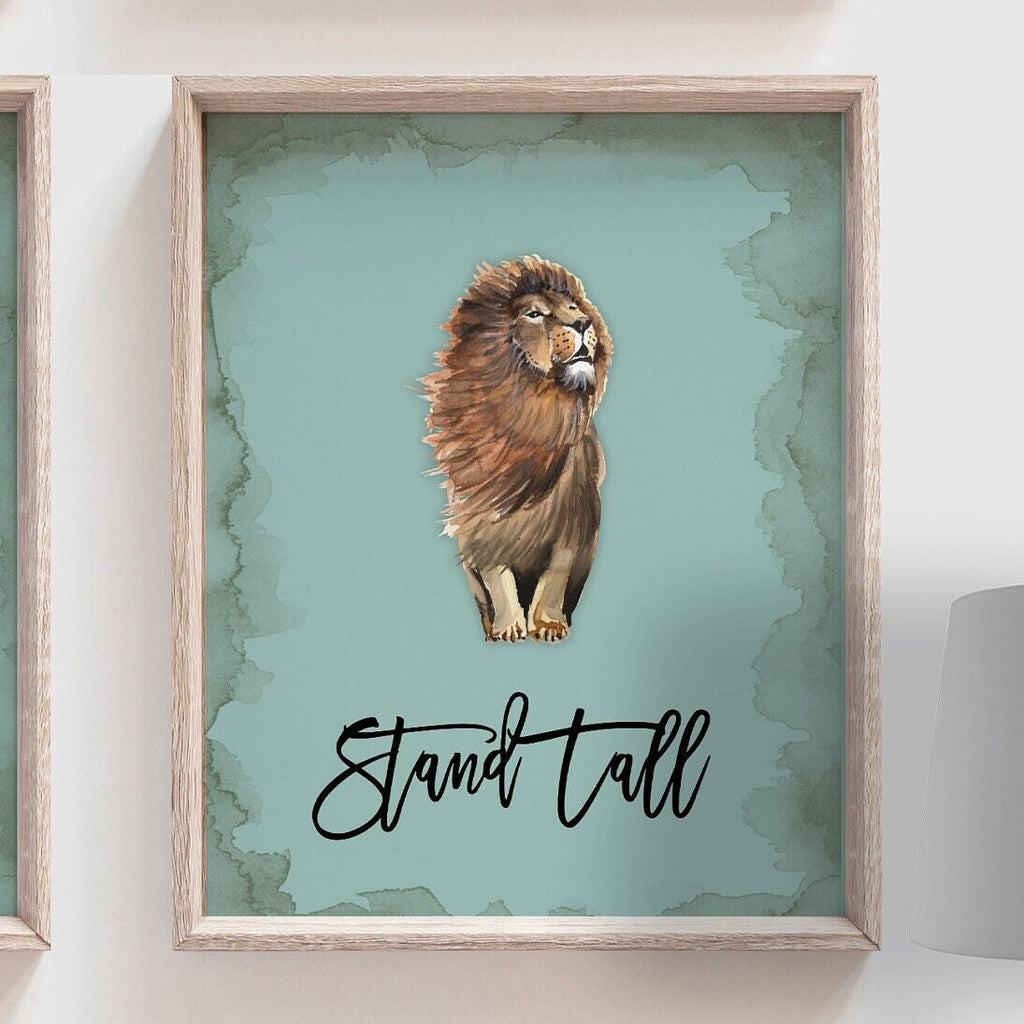 Toddler boy room wall art, animal nursery aqua teal blue, wall art for boys, playroom wall art boy, nursery wall decor inspirational animals