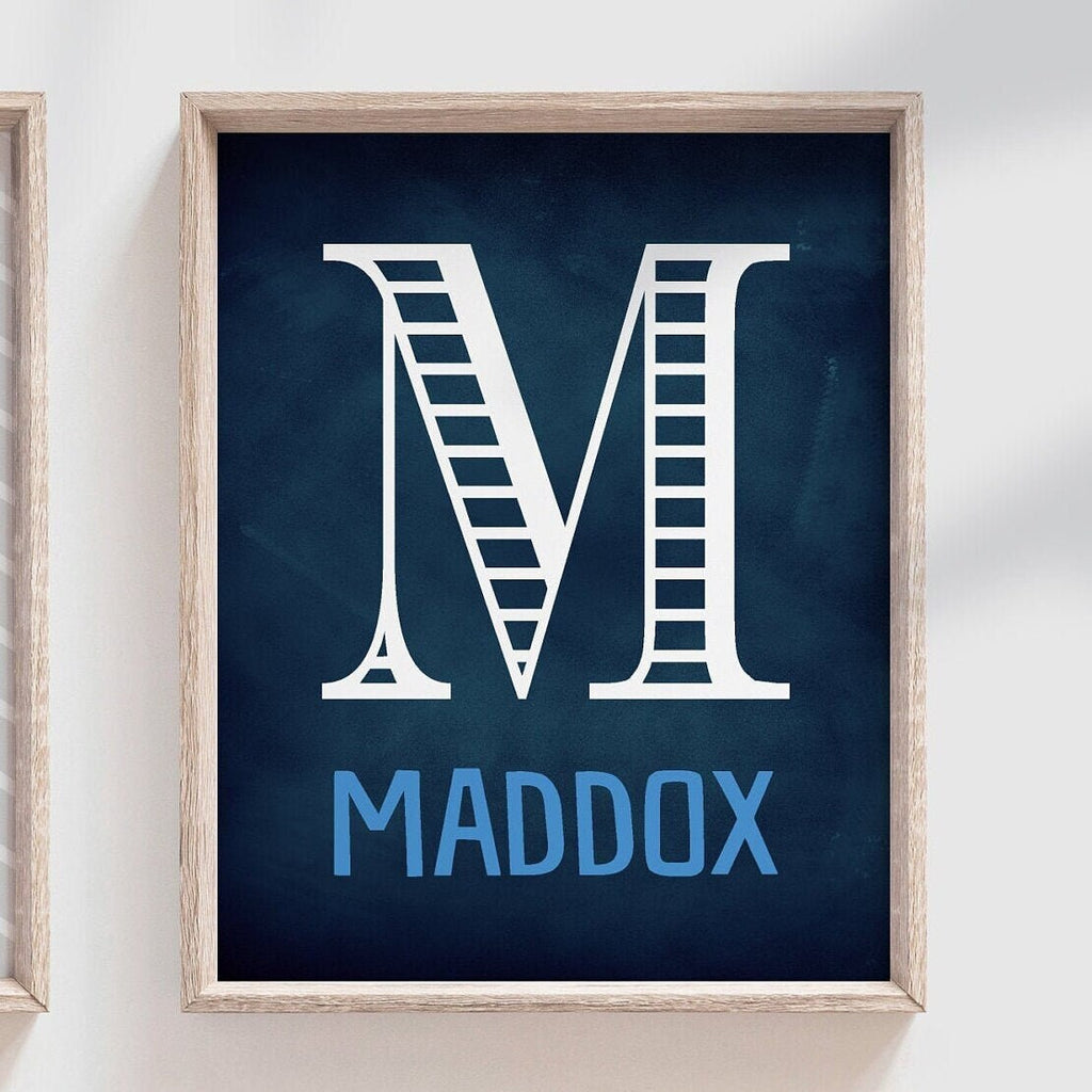 Tractor trucks, blue tractor nursery art, farm tractors boy bedroom decor, tractor gift for boy personalized name, boys nursery art tractors