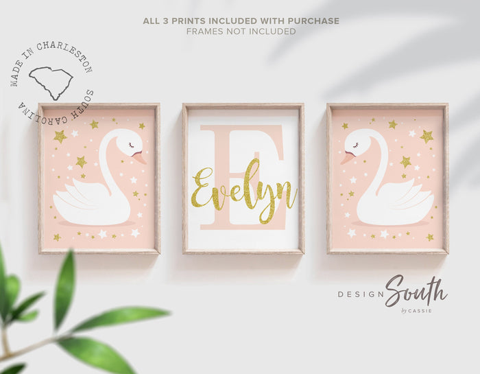 Swan nursery decor, swan nursery wall art, swan decor, swan nursery, baby girl nursery swans, baby girl nursery pink & gold, pink gold decor