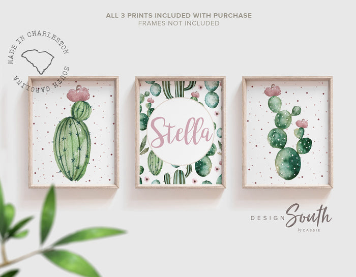 Nursery succulent decor, muted mauve girl nursery, bedroom cactus succulent theme decor, girl cactus decor, boho baby decor gray muted pink