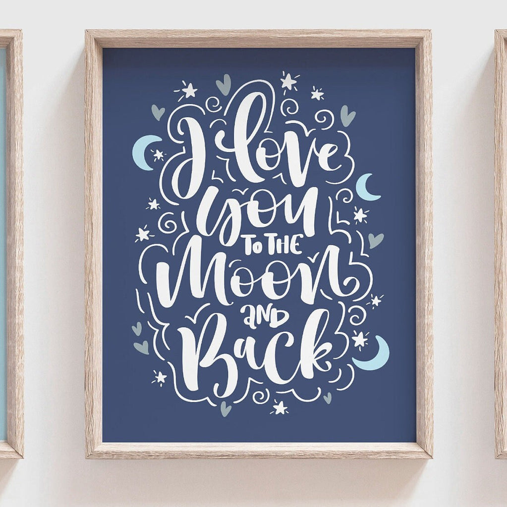 Baby boy nursery art prints blue and gray, boy nursery stars moon clouds, baby boy nursery decor, wall art for boy, little stars baby art