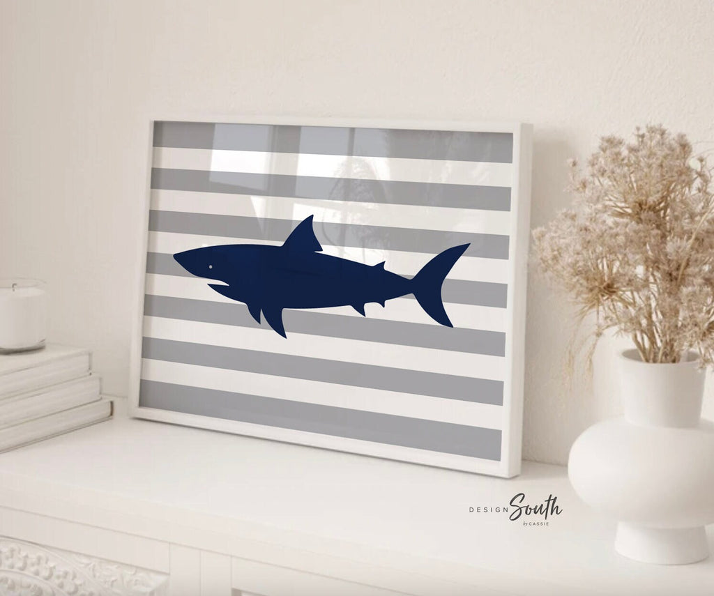 Shark nursery art, shark nursery decor, baby boy shark wall art, baby boy sharks, shark bedroom art, shark wall art, shark nursery theme