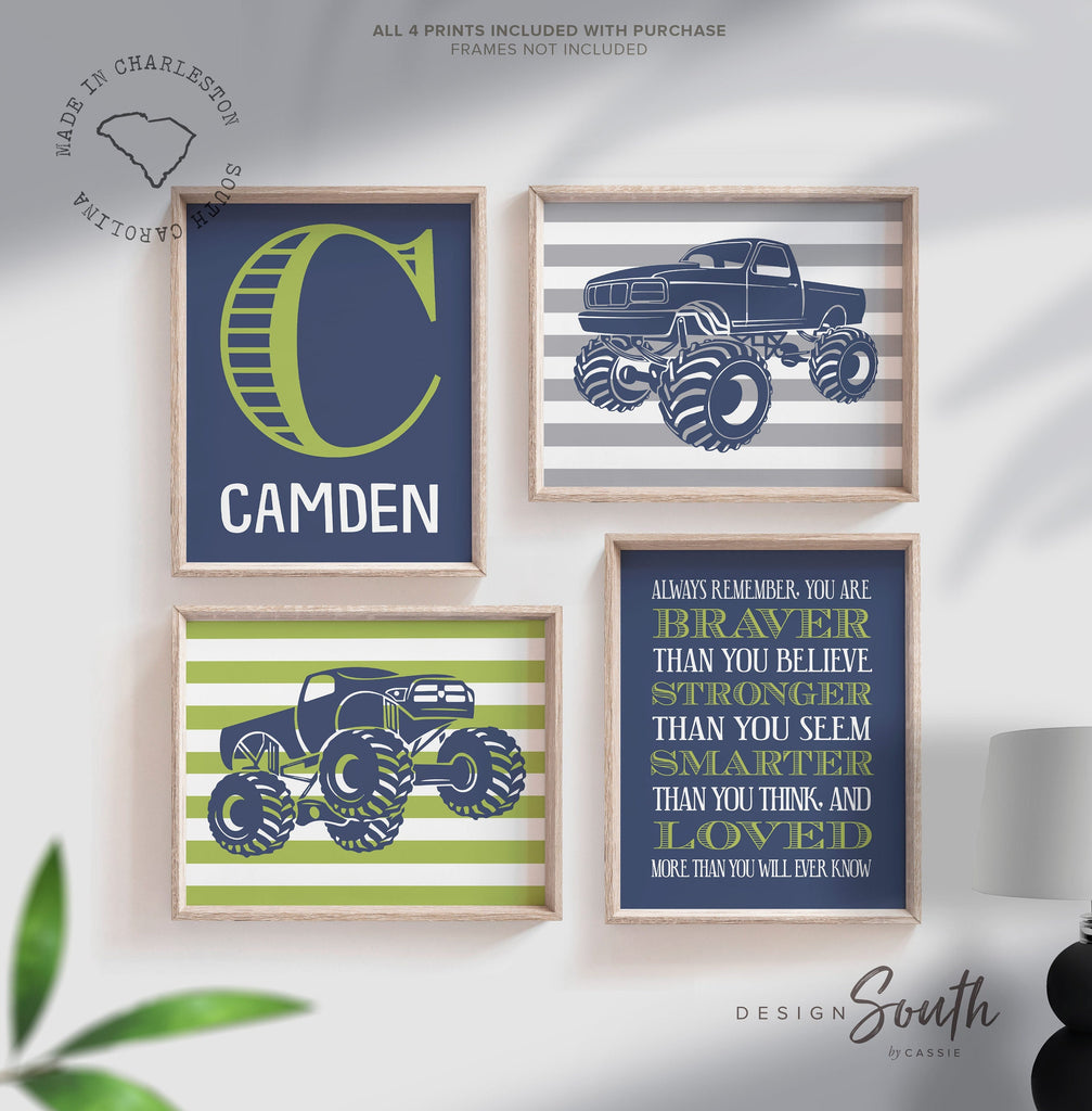 Big boy bedroom trucks, boys truck theme, monster truck theme bedroom wall art, monster truck prints for boys, truck art, truck decor boys