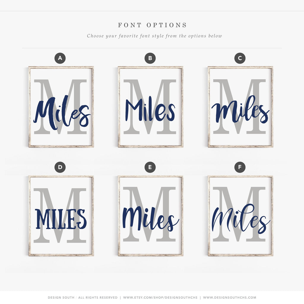 Baby boy navy blue and aqua nursery decor, personalized name print, boy monogram, cloud moon star, boy nursery decor, wall art for boys star