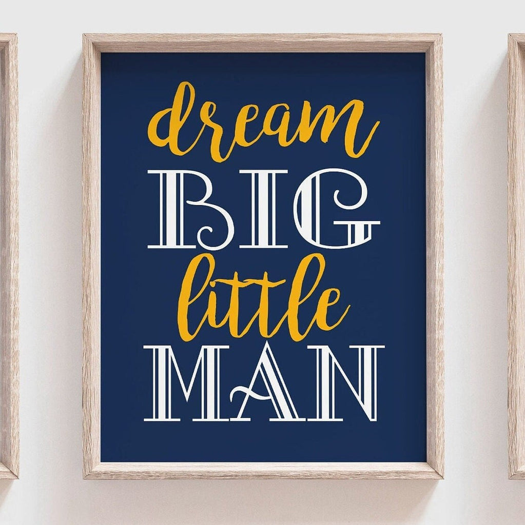 Baby boy construction nursery decor navy blue and yellow, digger prints, digger nursery art, boys construction dream big, boys bedroom decor