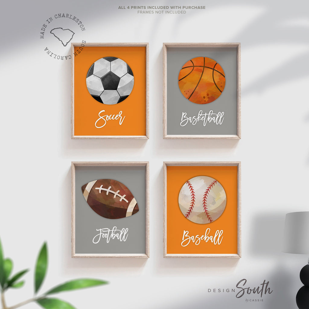 Sports decor boys room, sports decor gift, baseball football basketball soccer sports theme art, sports themed room decor, playroom sports