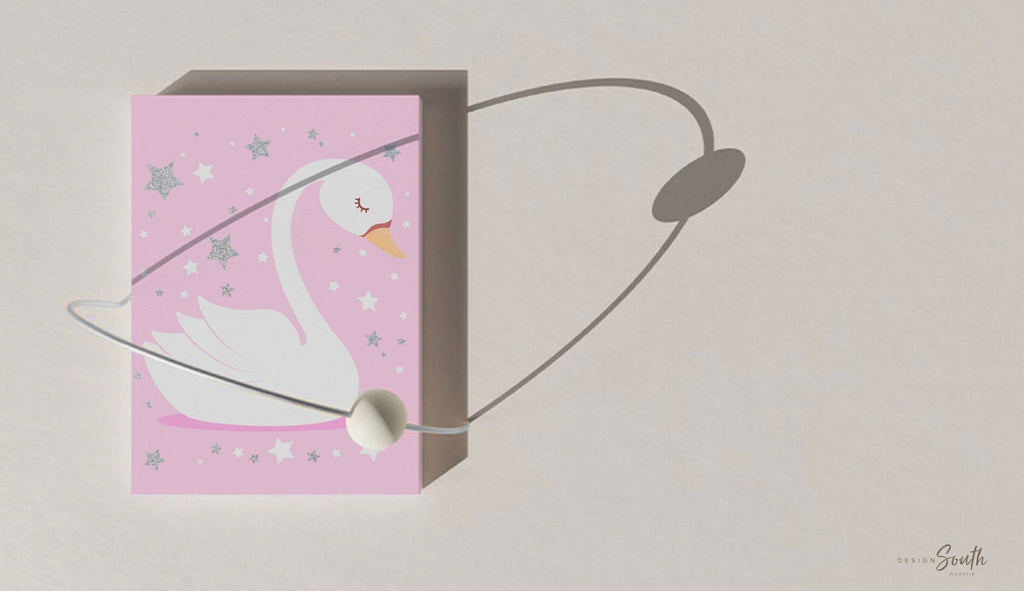 Pink baby monogram, swan nursery name, baby shower gift, baby girl wall art, pink and silver sparkles, initial print, name art pink nursery