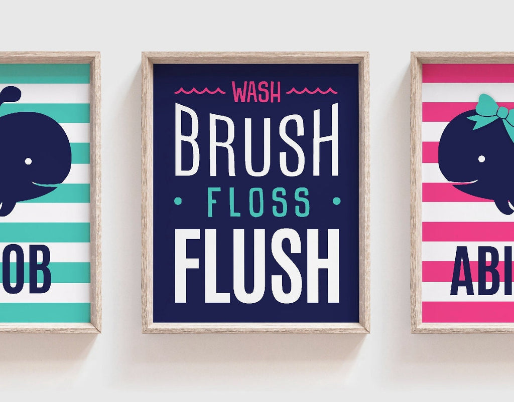 Kids whale bathroom, boy girl shared bathroom prints, whale theme bathroom brother sister, children's bathroom ideas, pink teal bathroom kid