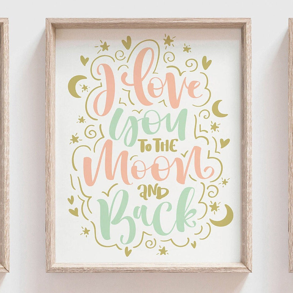 Coral mint, i love you nursery quote, mint coral blush gold, baby shower gift, coral mint art nursery, baby girl art, coral mint baby shower