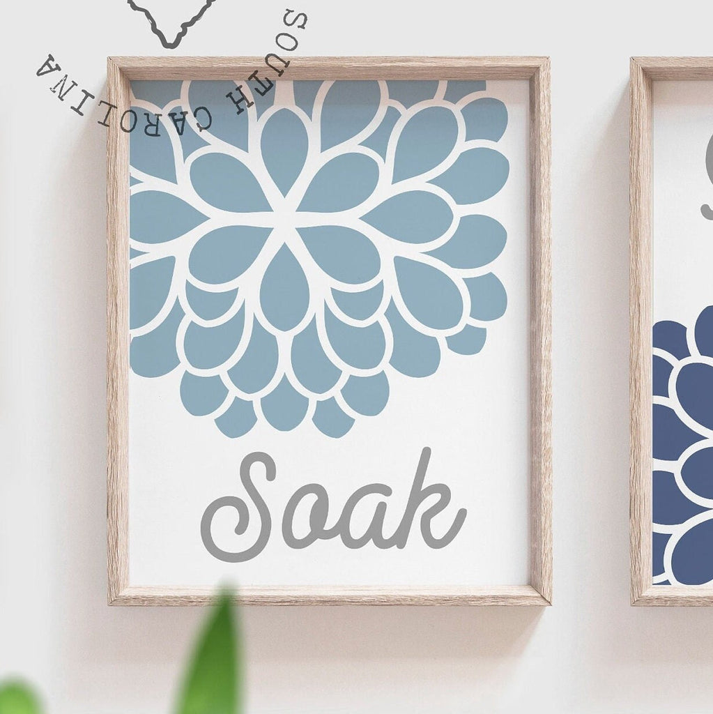 Bathroom wall decor, dahlia print for bathroom, adult bathroom decor, children's bathroom decor, bedroom wall art, bathroom flower art
