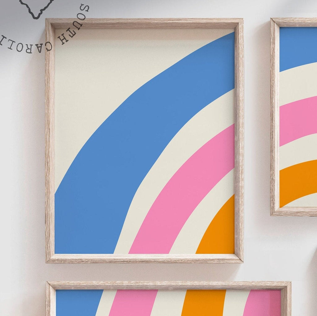 Girls retro nursery decor, rainbow heart pink orange blue nursery decor, decor for girls room, rainbow theme nursery, pink orange wall decor