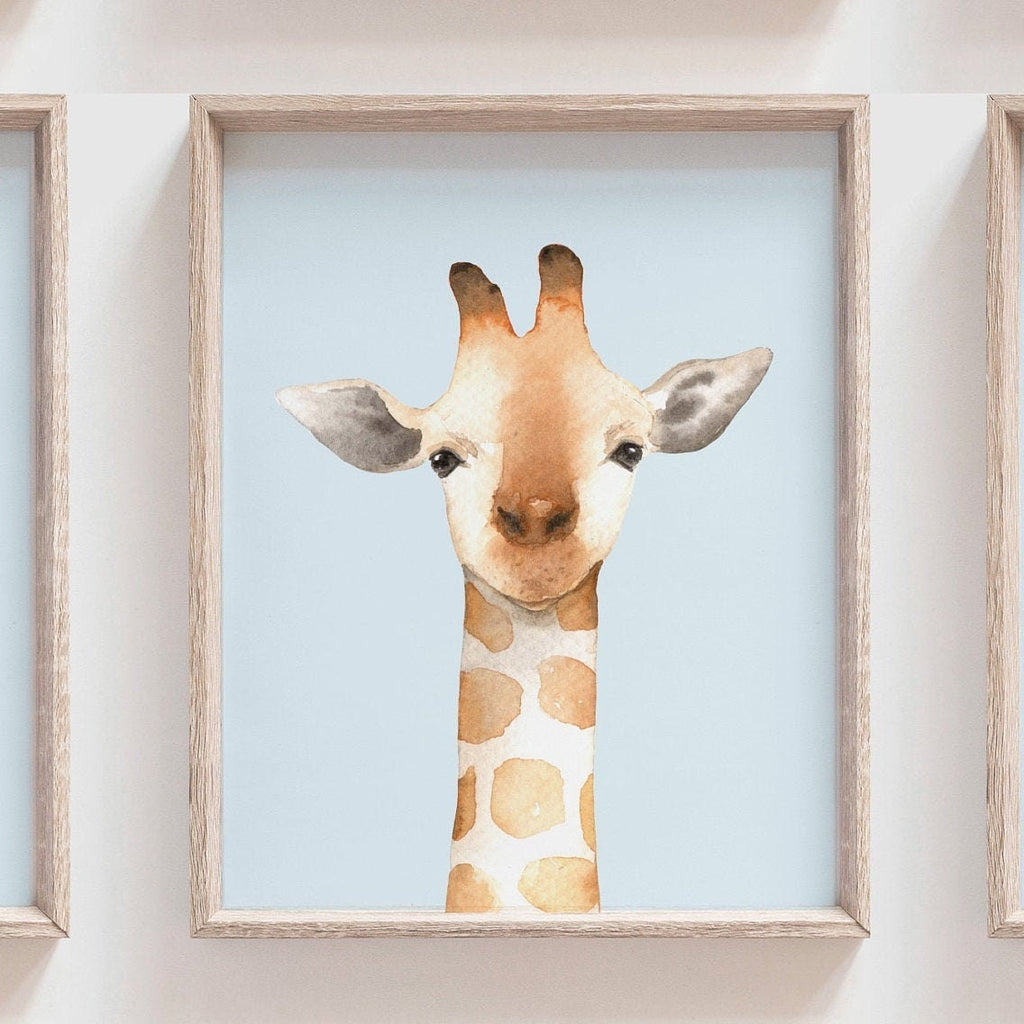 Baby blue boys nursery wall art, baby blue nursery decor, boys woodland nursery, woodland animal art for boys, forest animals, baby boy art