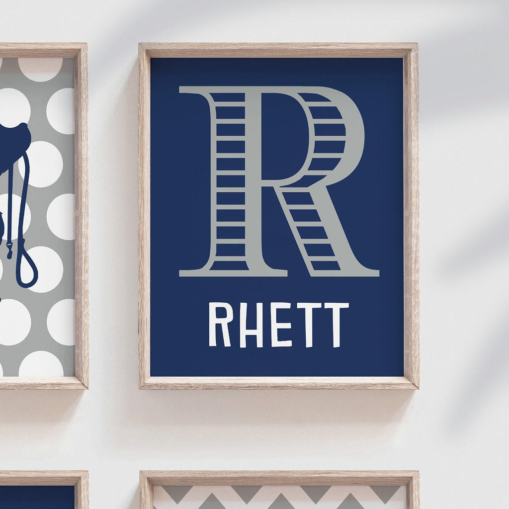 Puppy nursery decor for boys, puppy dog theme boys room art, personalized name art boy room, dog prints for bedroom, puppy bed wall art name