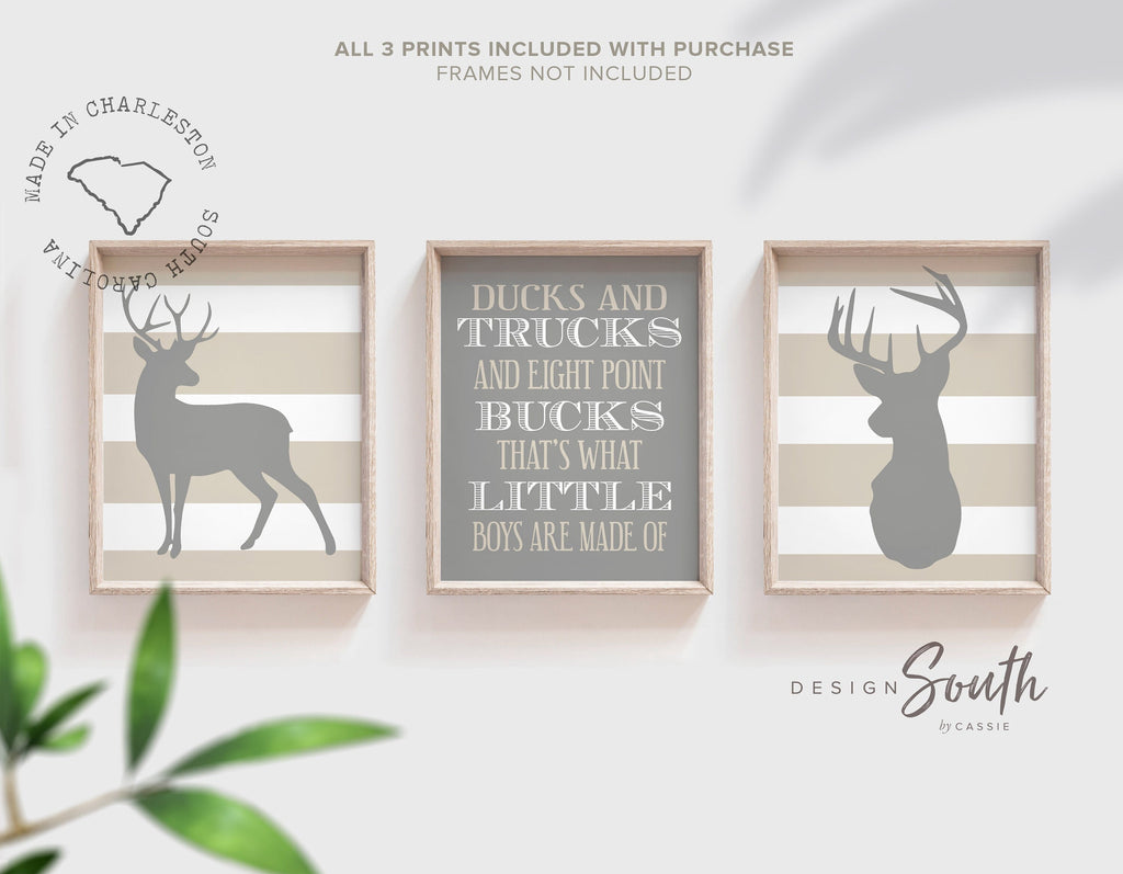 Neutral gray deer nursery wall art, big boy bedroom, gray tan buck antler deer nursery decor, playroom wall little boy, deer hunting bedroom