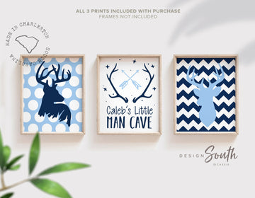 Deer nursery decor, deer bedroom decor for boys, blue and navy boys deer, boys deer bedroom, blue and navy deer art, boys hunting bedroom