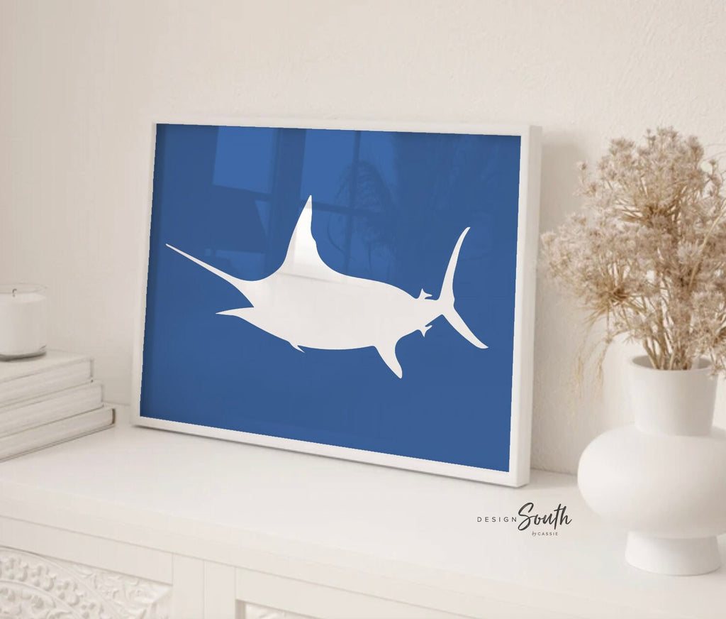 Boys bedroom fish decor, fishing nursery, fishing art for little boys, baby boy fisherman, marlin wall art, offshore deep sea fish kids art